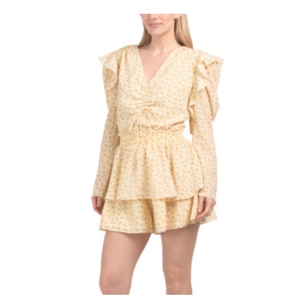 Endless rose Yellow Floral Long Sleeve Romper S